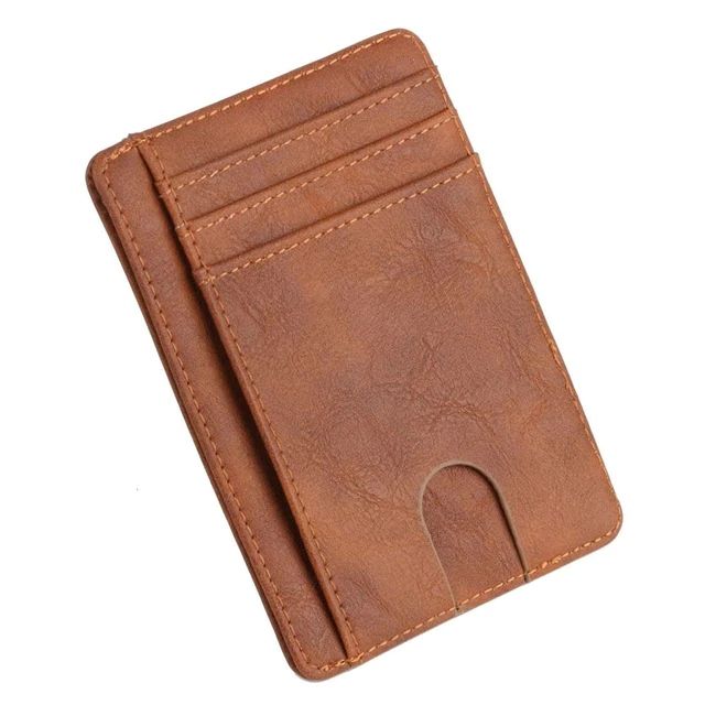 Slim PU Leather Wallet With RFID - Brown